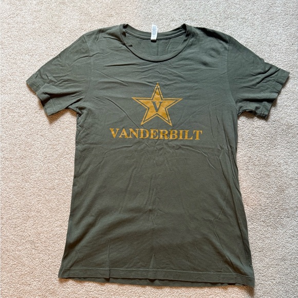 Bella Canvas Tops - Bella Canvas Army Green Tee with Gold Star Vanderbilt